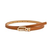 Cinto Feminino Fino De Couro PU Simples Em Cor Sólida Com Fivela Versátil Para Decoração De Vestidos