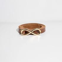 Cinto Feminino Fino Fivela Infinito Dourada Fashion Ajustável Sofisticado E Elegante