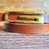 Cinto Feminino Fino Moda Elegante Fivela Dourada G Blogueira