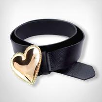 Cinto Feminino Fivela Coração Dourado Blogueira Chic Social