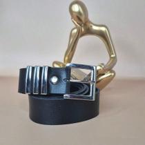 Cinto Feminino Fivela Quadrada com passador Triplo. PRATA