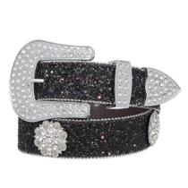 Cinto Feminino Gliter Preto com Aplique e Strass Pyramid Country 26925