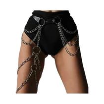 Cinto Feminino Gótico Punk Preto Em Couro PU Com Franjas, Cinto Ajustável Com Corrente Para Cintura,