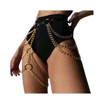 Cinto Feminino Gótico Punk Preto Em Couro PU Com Franjas, Cinto Ajustável Com Corrente Para Cintura,