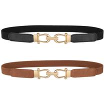 Cinto feminino JASGOOD, elástico fino para vestidos, pacote com 2 unidades, preto e marrom