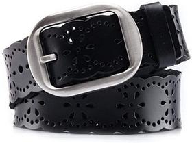 Cinto feminino JASGOOD Hollow Flower Cowhide Leather B-Black Cinto feminino JASGOOD Hollow Flower Cowhide Leather B-Black