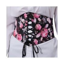 Cinto Feminino Largo Com Elástico E Laço Cruzado, Faixa Floral Da Moda