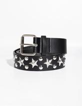 Cinto Feminino material sintético Cinto Punk Rock Dupla Fileira Rebites Estrelas Estilo Metal Moda Festa Gótico