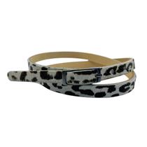 Cinto Feminino Onça Couro Legítimo Fivela Retangular Fume 1 cm de Largura Moda Blogueira Luxo Mulher Namorada Mãe Presente
