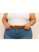 Cinto Feminino PLUS SIZE Fivela Coração Duplo (Fivela + Pingente) Acessório de Moda Feminina Cinto Feminino PLUS SIZE Fivela Coração Duplo (Fivela + Pingente) Acessório de Moda Feminina