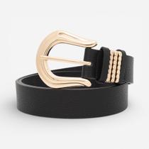Cinto Feminino Preto com Fivela Dourada Cinto Feminino Preto com Fivela Dourada