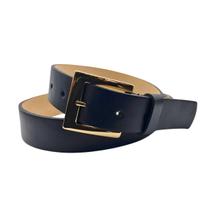 Cinto Feminino Preto Couro Legítimo Fivela Quadrada Dourado 2,5 cm de Largura Moda Blogueira Luxo Mulher Namorada Mãe Presente - Meu cinto de couro