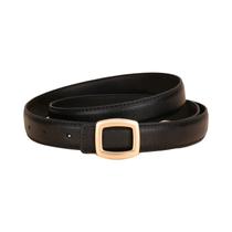 Cinto Feminino Preto De Couro Genuíno Com Decoração Simples, Cinto Versátil Para Jeans