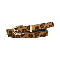 Cinto Feminino Retrô Boho Com Estampa De Leopardo Em PU Fino, Ajuste Slim, Para Uso Diário E Festas