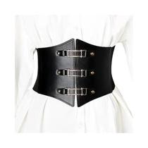 Cinto Feminino Retrô Estilo Corte Com Elástico, Faixa Larga Com Clipe De Fechamento E Laço Corset