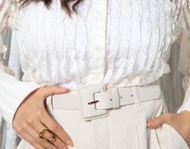 Cinto Feminino WJ com Fivela encapada - off white