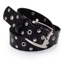 Cinto Feminino WJ Couro com Ilhos e Metais 3,5CM - preto