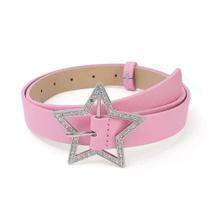 Cinto Feminino Y2K Rosa Preto Branco Em Couro PU Com Strass, Jeans Com Estrela, Corset Jeans Doce E