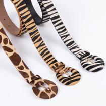 Cinto Feminino Zebra Moda Couro Legitimo Aveludado Blogueira