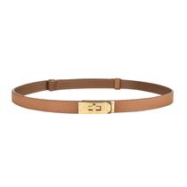 Cinto FENLDY Ajustável Fino de Couro Caramelo com Fivela Dourada Cinto FENLDY Ajustável Fino de Couro Caramelo com Fivela Dourada