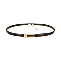 Cinto Fino De Couro PU Feminino Moda Coreana Ajustável Acessórios Metálicos Casuais Básicos