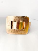 Cinto fino feminino metalizado fivela quadrada minimalista moderno material sintético