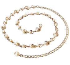 Cinto Folha Decoração De Pérola E Corrente Em Metal Moda BBH-T98