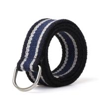 Cinto Gorgurão Mesclado Preto/Azul Marinho - Meia Argola