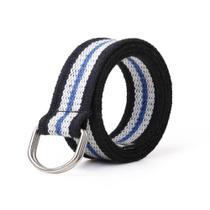 Cinto Gorgurão Mesclado Preto/Azul - Meia Argola