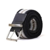 Cinto Gorgurão Mesclado Preto/Palha - Fivela Rolete