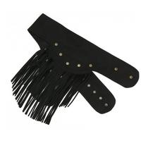 Cinto iLuvatar Wide Tassel Fringe, couro PU preto