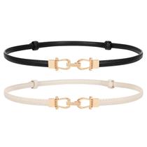 Cinto JASGOOD Leather Skinny para mulheres de até 94 cm de cintura, pacote com 2 unidades Cinto JASGOOD Leather Skinny para mulheres de até 94 cm de cintura, pacote com 2 unidades