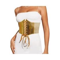 Cinto Largo Elástico Dourado Para Mulheres, Cinto De Designer De Moda Luxuosa Para Vestidos, Saias E
