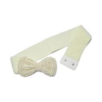 Cinto Largo Elástico Marrom Para Mulheres Com Cobertura De Pérolas Na Cintura, Decoração Versátil