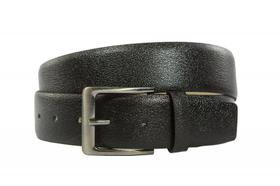 Cinto Largo Masculino em Couro Preto com fivela cromada.