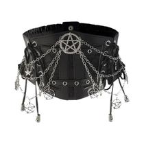 Cinto Largo Preto Para Mulheres, Acessório De Moda Com Corrente Estrela, Elástico, Estilo Y2K,