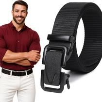 Cinto Lona Fivela Metal Ajustável Tático Preto Masculino Feminino Casual Social Estiloso