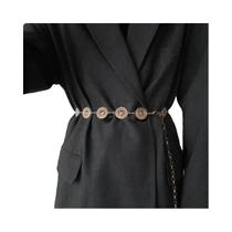 Cinto Longo Ajustável Dourado Feminino, Corrente De Corpo Vintage Em Metal Com Design Vazado,