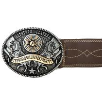 Cinto Marrom Country Premium Fivela Grande com Espora Dourada