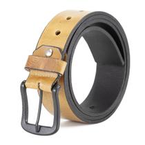 Cinto Masculino 100% Couro Largo Casual Fivela Preta