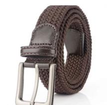Cinto Masculino com Fivela em Metal Tecido Trançado Elástico