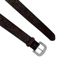 Cinto Masculino Couro Bordado Reto Dawson Marrom