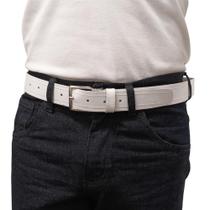 Cinto Masculino Couro Genuíno Branco RMarq Collection Fivela Pressão Largura (3,5 cm)