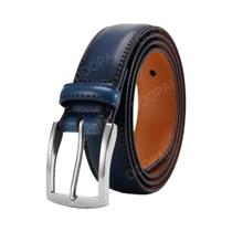 Cinto Masculino de Couro Genuíno com Fivela Grande e Pulseira Automática de Metal