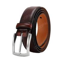 Cinto Masculino de Couro Genuíno com Fivela Grande e Pulseira Automática de Metal