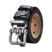 Cinto Masculino De Couro Genuíno De Luxo Com Fivela De Pino Vintage Para Jeans De Alta Qualidade
