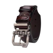 Cinto Masculino de Couro Genuíno - Fivela Vintage em Estilo Jeans