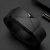 Cinto Masculino de Couro Genuíno - Tamanho Grande (105-160cm) - Design Europeu com Fivela de Catraca