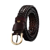 Cinto Masculino de Couro Genuíno Trançado - Luxo Artesanal com Fivela para Jeans