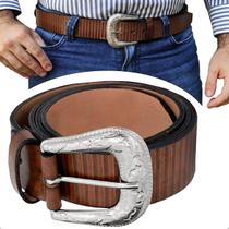 Cinto Masculino de Couro Marrom Legítimo Country Fivela Americana